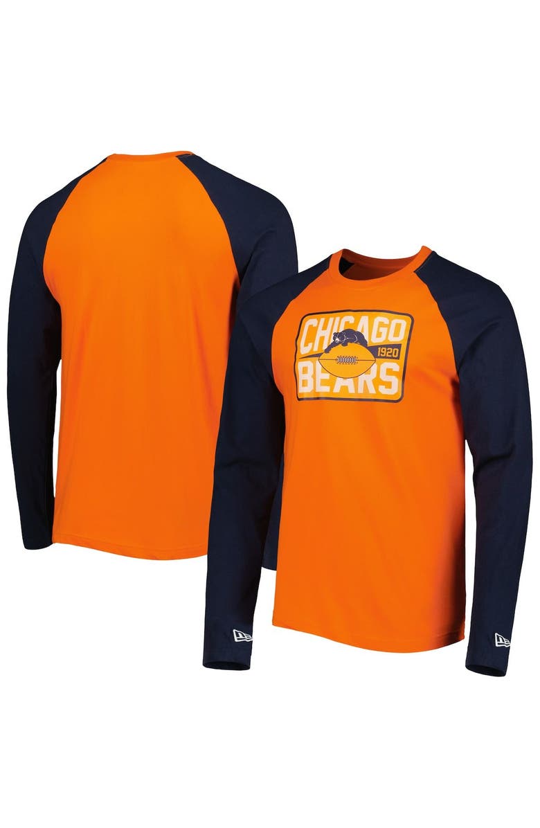 New Era Men's New Era Orange Chicago Bears Throwback Raglan Long Sleeve T-Shirt, Main, color, Orange