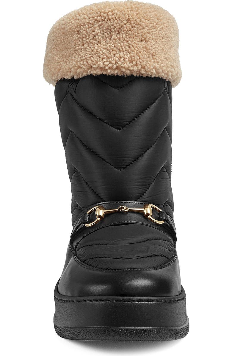 Gucci Horsebit Genuine Shearling Lined Quilted Snow Boot, Alternate, color,