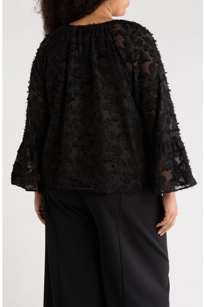 Tie Neck Long Sleeve Top, Alternate, color, BLACK