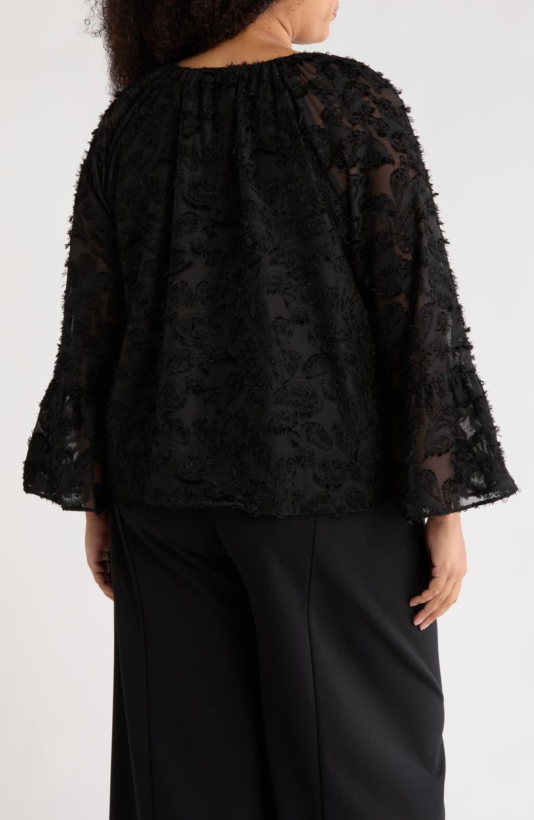 NORDSTROM RACK Tie Neck Long Sleeve Top, Alternate, color, Black