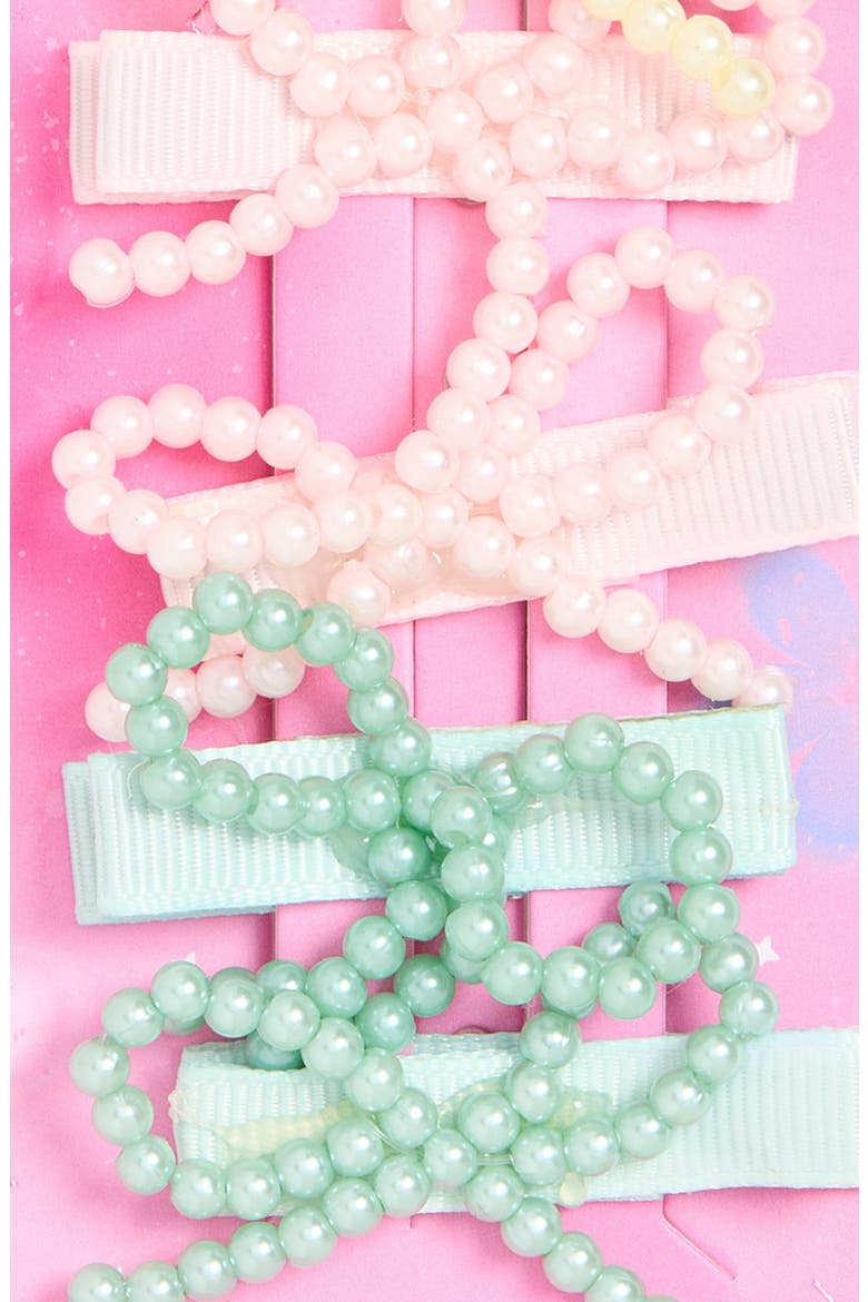 Kids' Assorted 6-Pack Bow Pelican Beaded Barrettes, Alternate, color, PINK MULTI