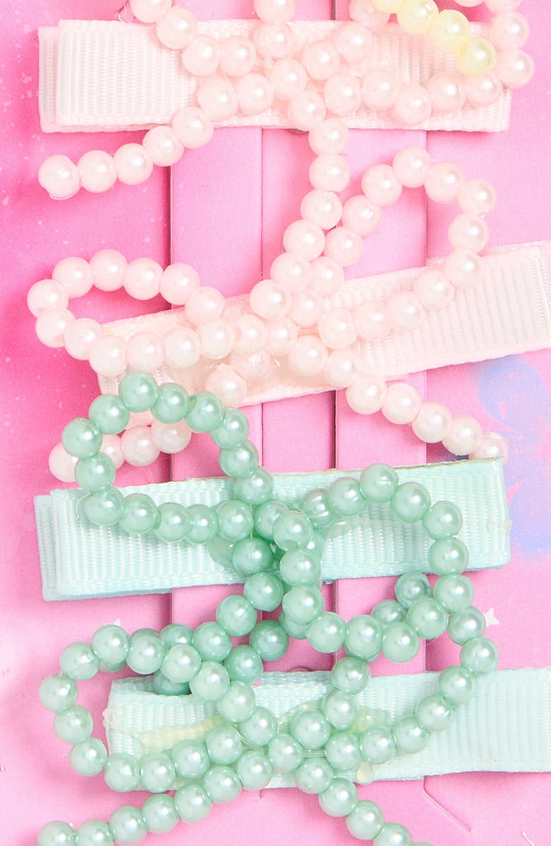 Capelli New York Kids' Assorted 6-Pack Bow Pelican Beaded Barrettes, Alternate, color, Pink Multi