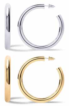 ES JEWELRY Set of 2 50mm Hoop Earrings