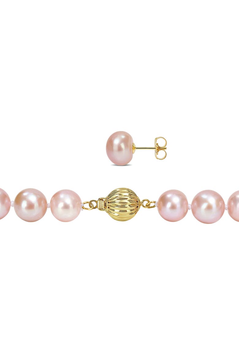 2-Piece Set Cultured Pearl Necklace & Earrings 14k, Alternate, color, Pink Pearl