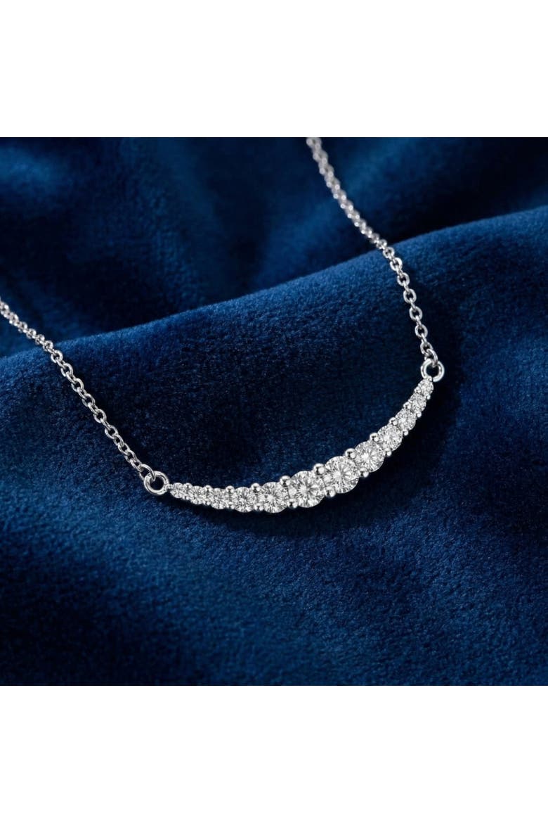 1/2Ct TW Diamond Graduated Bar Necklace 14k Gold Lab Grown Pendant 28mm, Alternate, color, 14k Yellow Gold