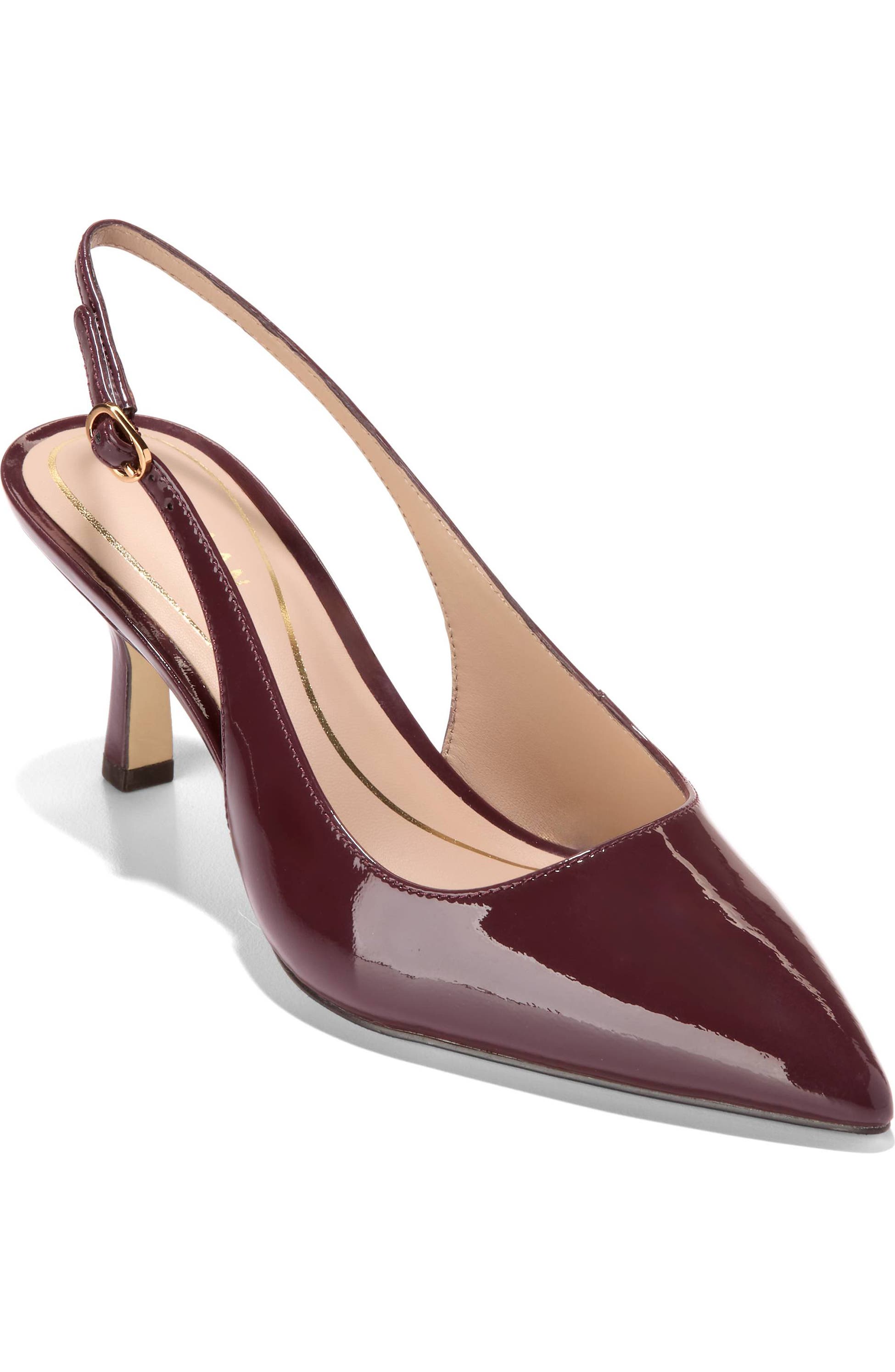 Cole Haan Hansell Slingback Pointed Toe Pump, Main, color, Black Garnet Patent Leather