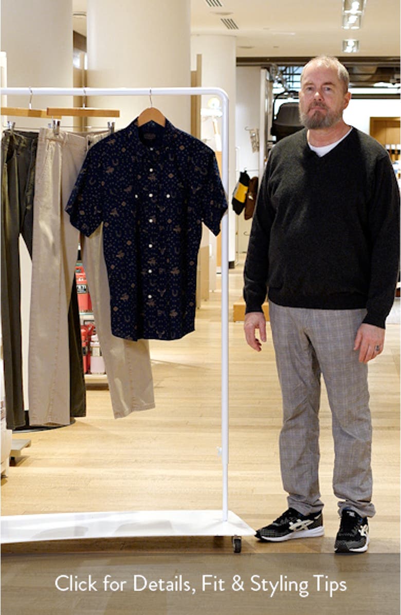 Laramie Horseshoe Print Short Sleeve Snap-Up Western Shirt, sales video thumbnail