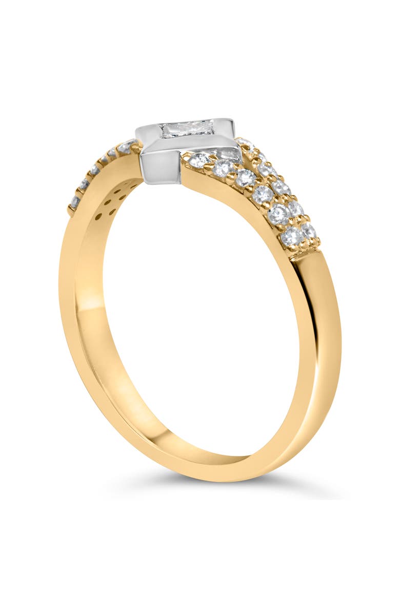 10K Two Tone Color 1/2 Cttw Diamond Kite and Split Shank Ring, Alternate, color, Yellow