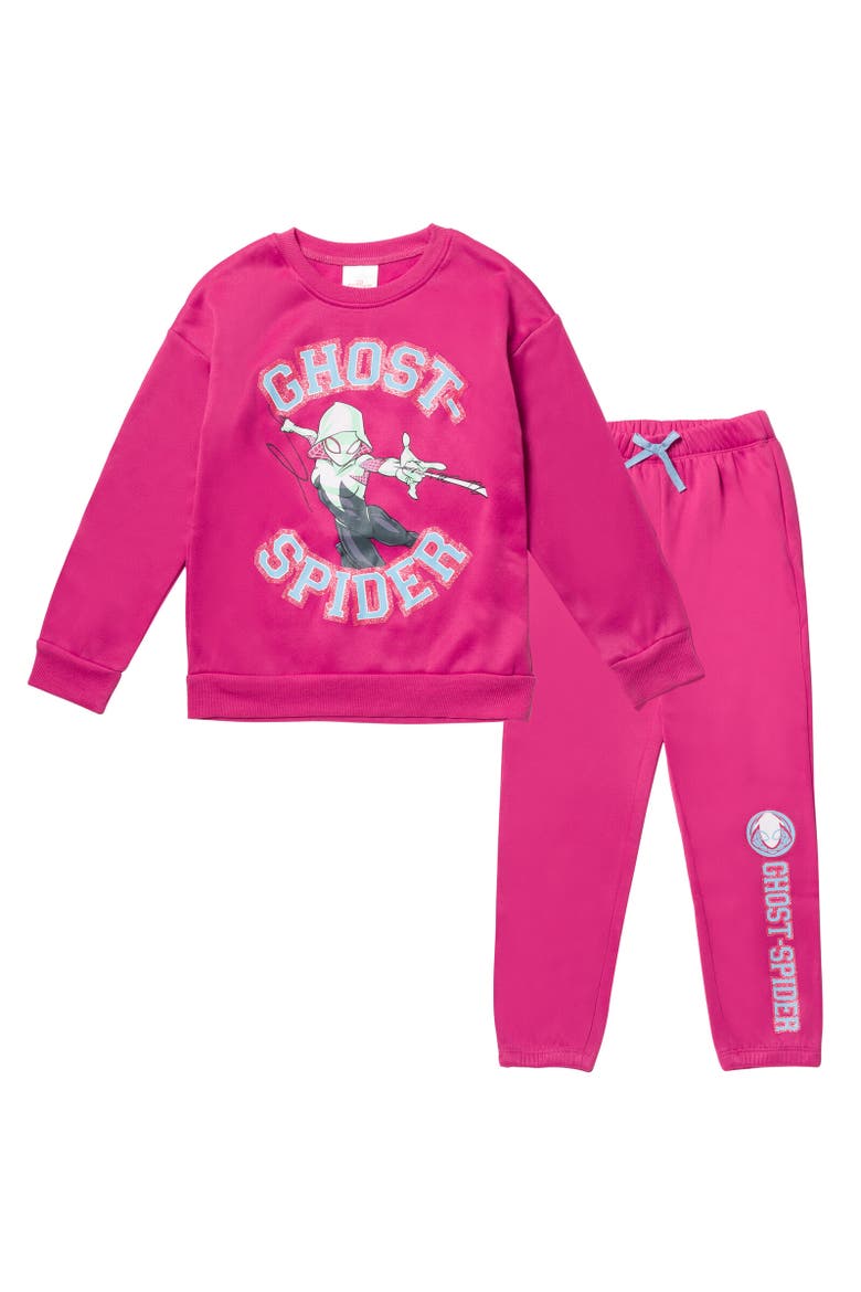 Spider-Gwen Spider-Man Fleece Sweatshirt & Pants Set, Main, color, Purple