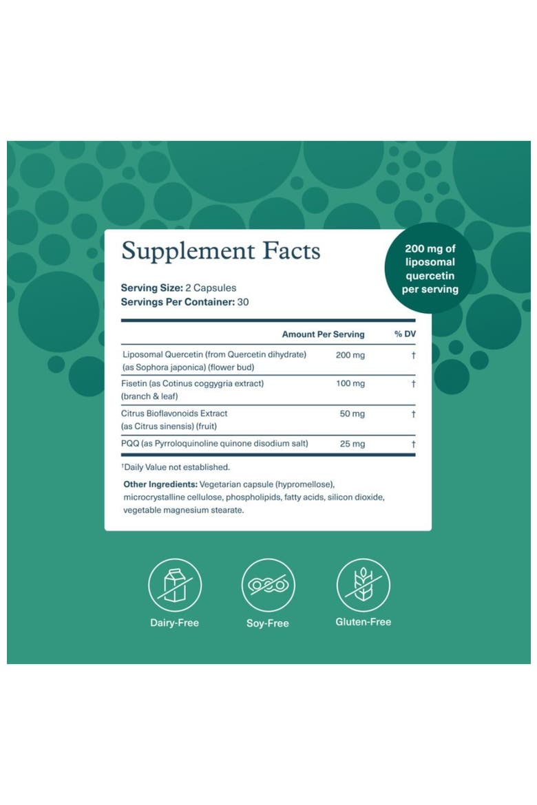Longevity Liposomal Quercetin Fisetin Capsules 60 Vegetarian Capsules, Alternate, color, None