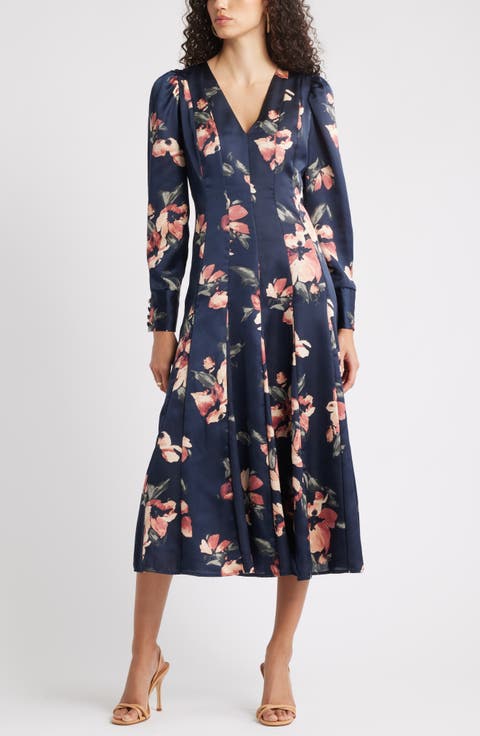 Long Sleeve Satin Midi Dress