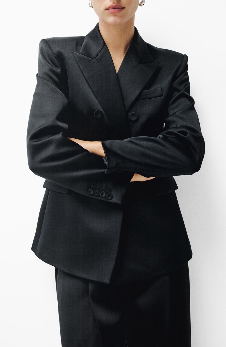 MANGO Satin Suit Blazer, Main, color,