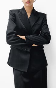 MANGO Satin Suit Blazer