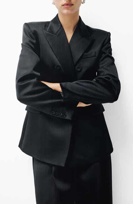 MANGO Satin Suit Blazer