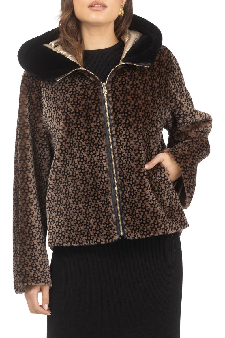Genuine Shearling Jacket, Reversible, Alternate, color, BROWN/BLACK INSIGNIA