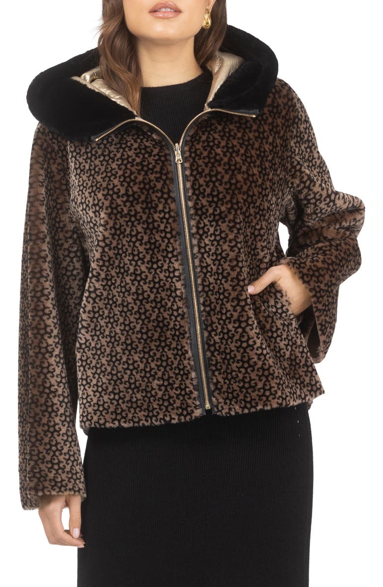 GORSKI Genuine Shearling Jacket, Reversible, Alternate, color, Brown/Black Insignia