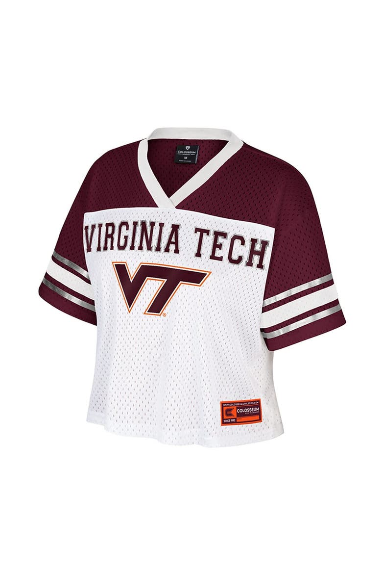 Women's Colosseum  White Virginia Tech Hokies Treasure Cropped Football Jersey, Alternate, color, White