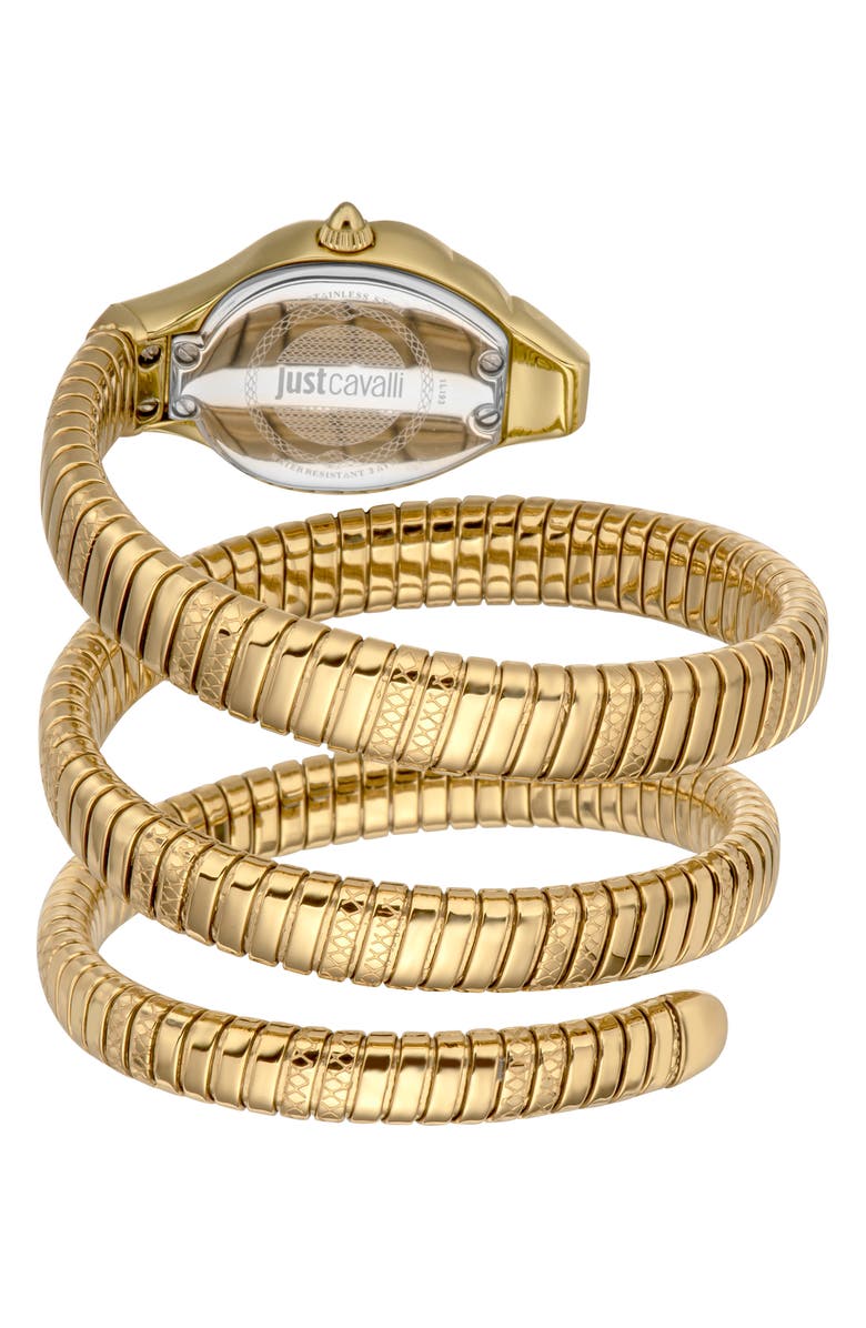 Just Cavalli Snake Bracelet Watch, 22mm x 35mm, Alternate, color, Gold