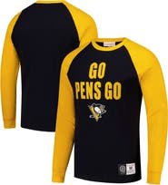 Mitchell & Ness Men's Mitchell & Ness Black/Gold Pittsburgh Penguins Legendary Slub Raglan Long Sleeve T-Shirt
