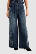 NASTY GAL Western Baggy Studded Denim Jeans