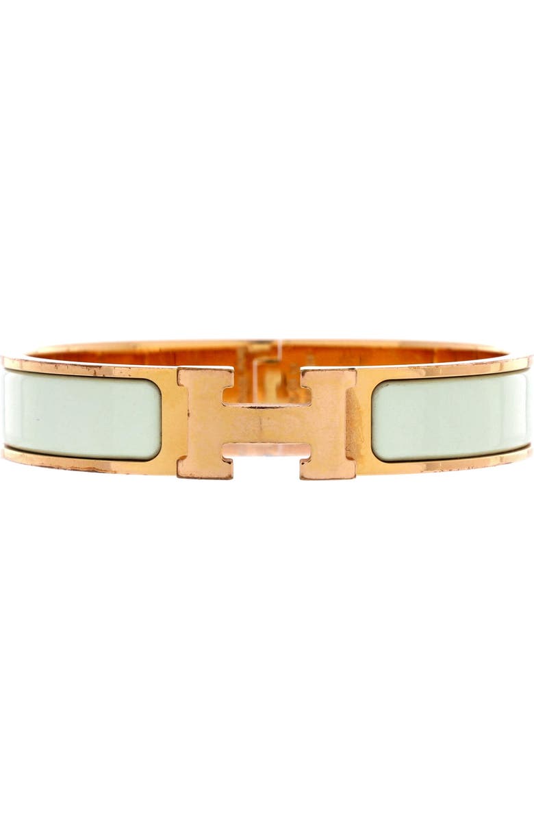 Pre-Owned Hermes Clic H Bracelet Enamel Narrow, Main, color, Green