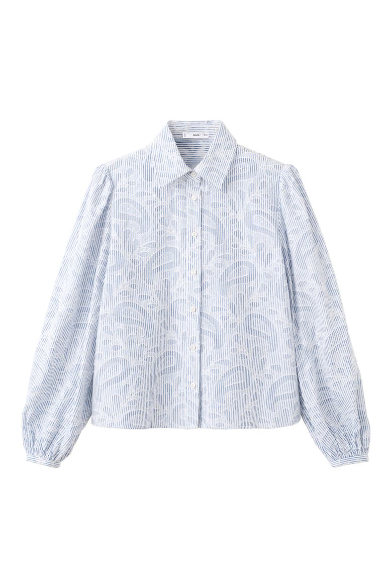 Embroidered Stripe Button-Up Shirt, Alternate, color, SKY BLUE
