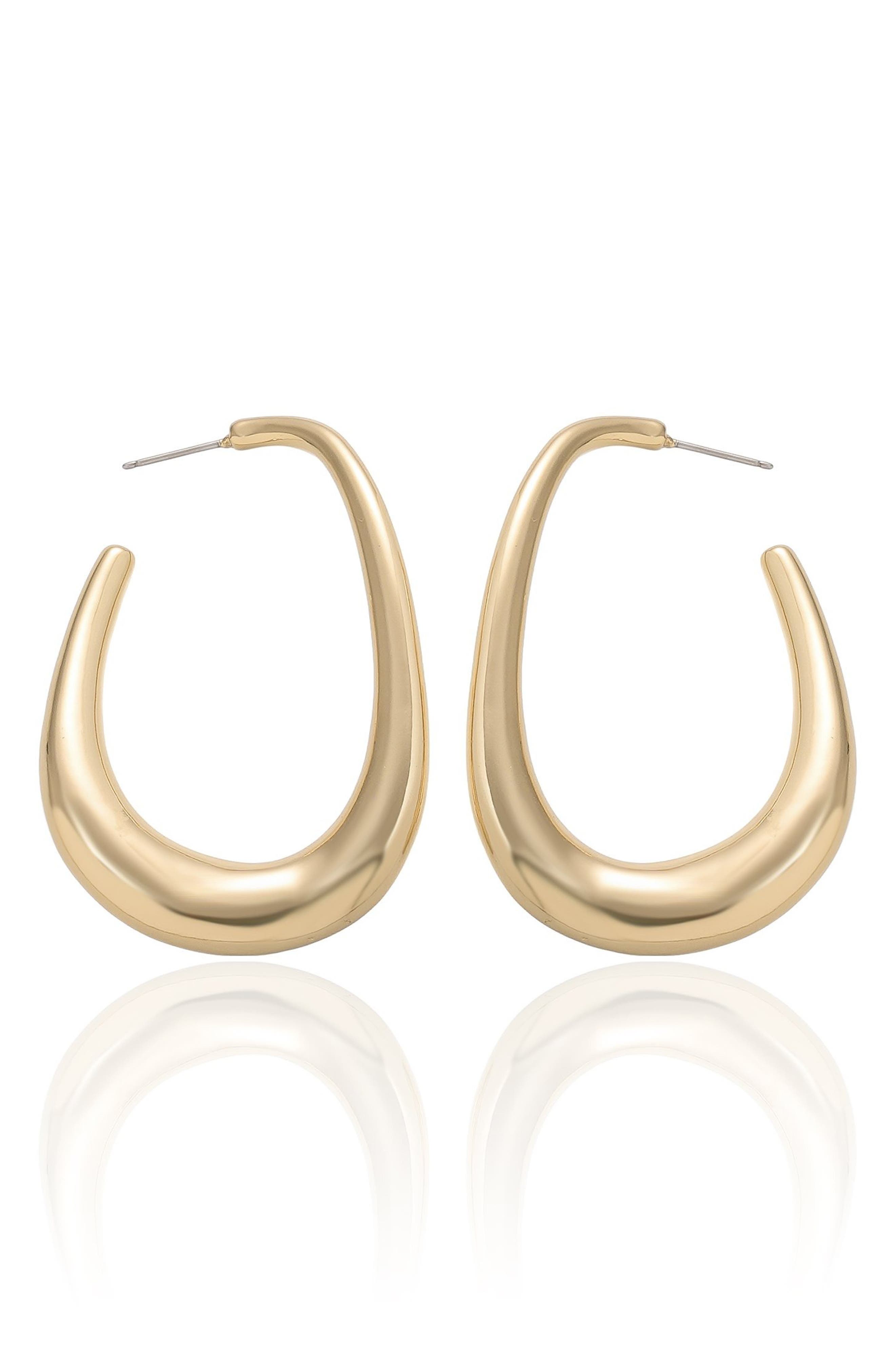 Ettika Abstract Oblong Hoop Earrings