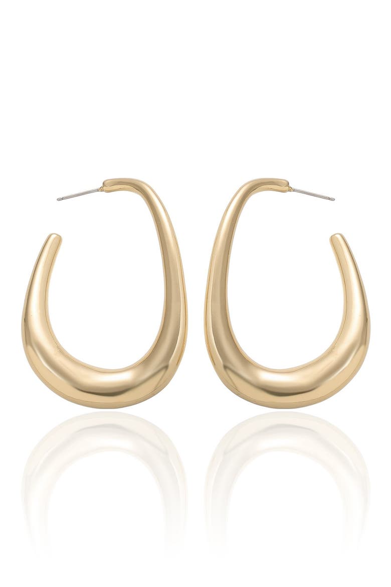 Abstract Oblong Hoop Earrings, Main, color, GOLD