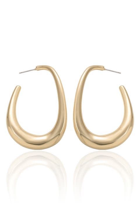Abstract Oblong Hoop Earrings