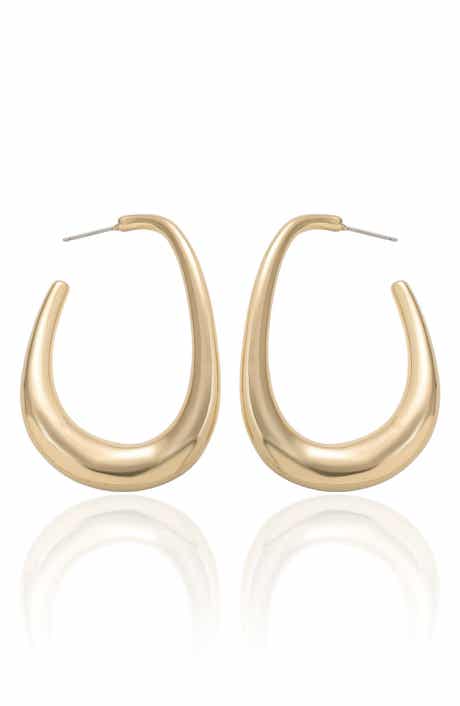 Ettika Abstract Oblong Hoop Earrings