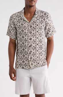 Mahendra Short Sleeve Cotton & Silk Blend Button-Up Camp Shirt Shirt