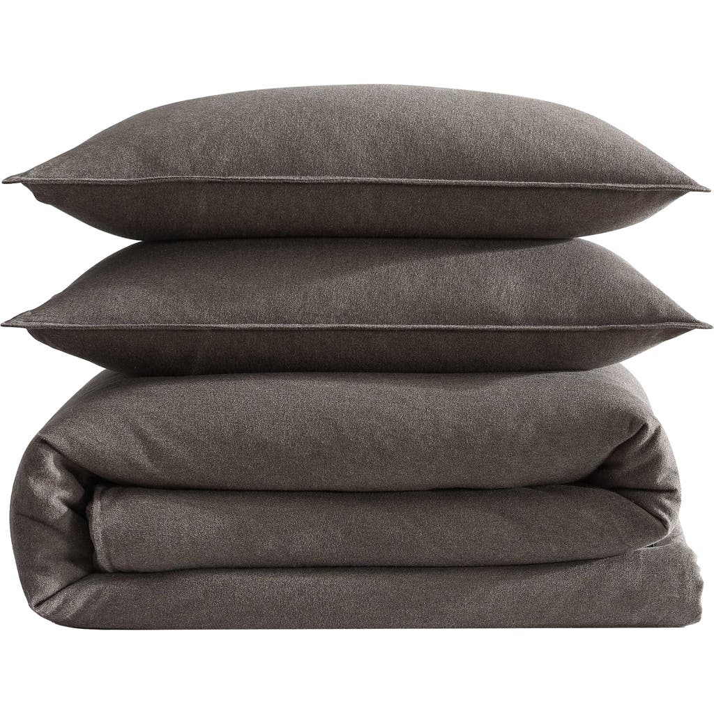 Calvin Klein Mélange Flannel Comforter & Sham Set In Chocolate