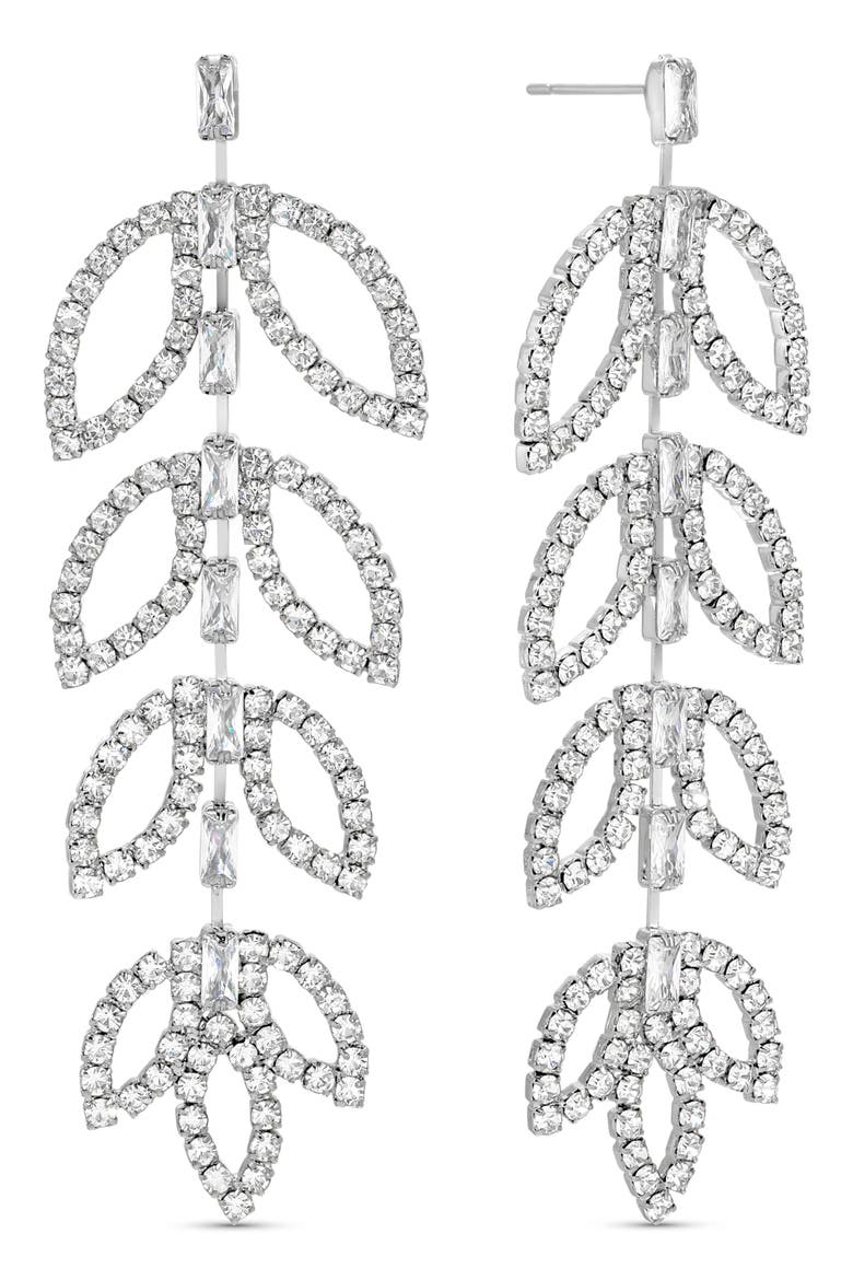 Yuxi Leaf Drop Earrings, Main, color, SILVER