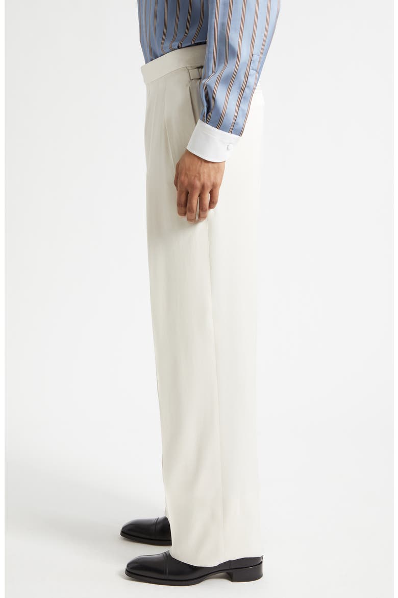 Pleated Silk Gabardine Wide Leg Pants, Alternate, color, IVORY