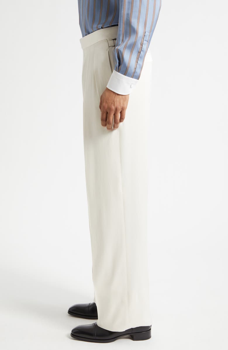TOM FORD Pleated Silk Gabardine Wide Leg Pants, Alternate, color, Ivory