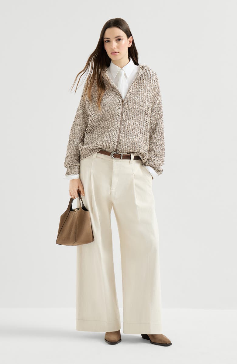 Brunello Cucinelli Dazzling chiné net cardigan, Alternate, color, Rope