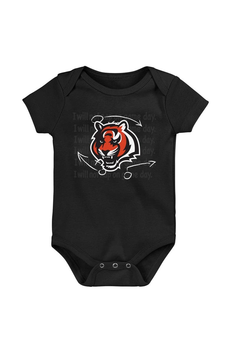 Outerstuff Newborn & Infant Black/Orange/Heather Gray Cincinnati Bengals Three-Pack Eat, Sleep & Drool Retro Bodysuit Set, Alternate, color, 