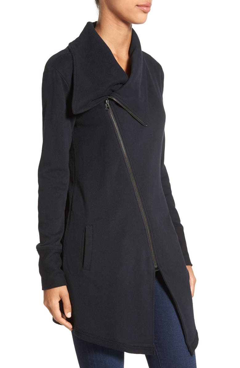 Caslon<sup>®</sup> Asymmetrical Drape Collar Terry Jacket, Alternate, color,
