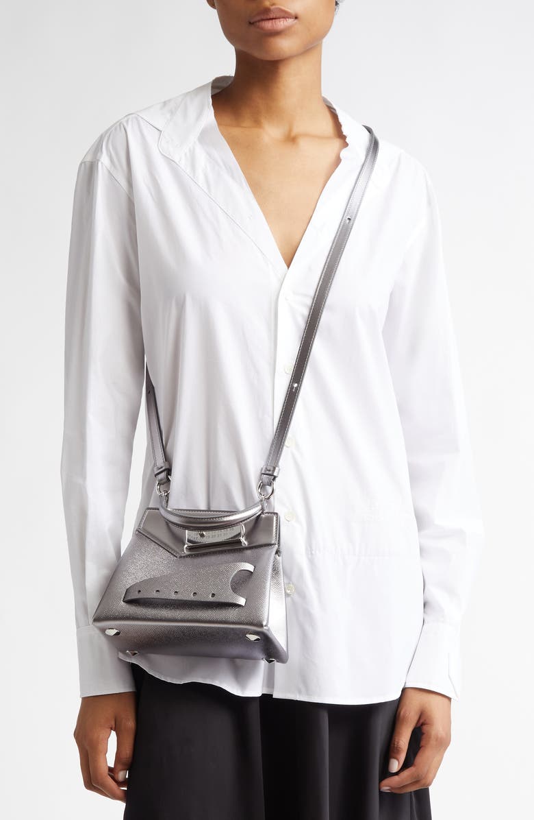 Maison Margiela Small Snatched Metallic Leather Top Handle Bag, Alternate, color,