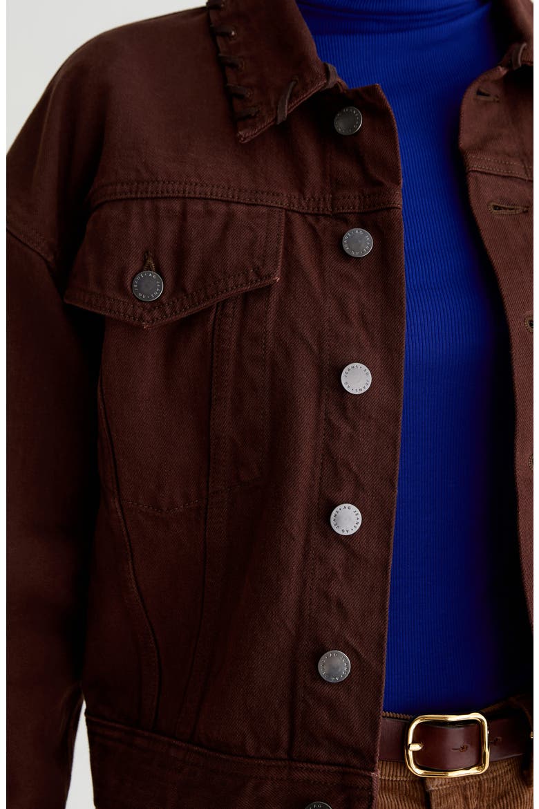 Lori Lace-Up Collar Denim Jacket, Alternate, color, LACE UP