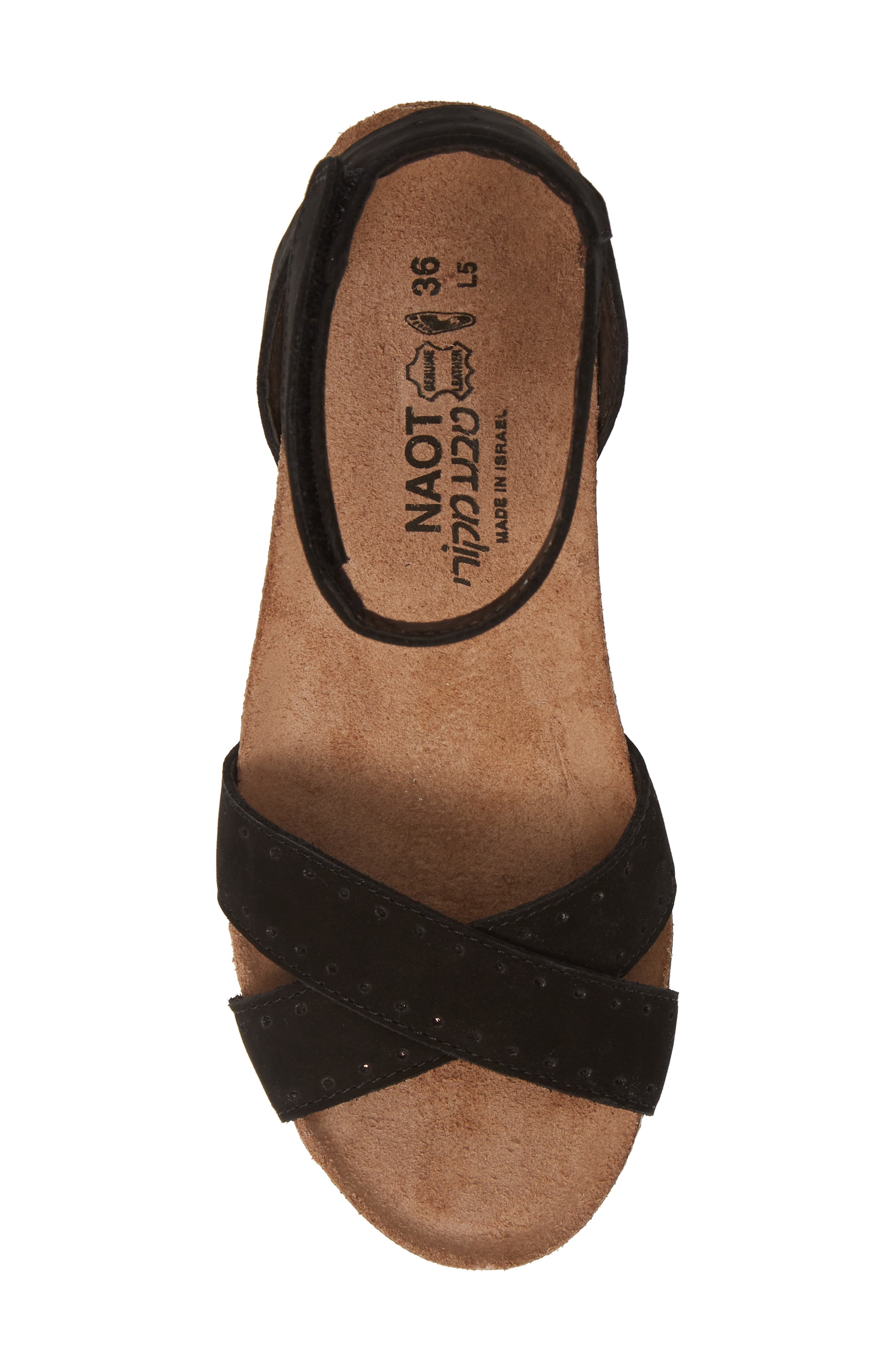 Naot Wand Wedge Sandal, Alternate, color, Black