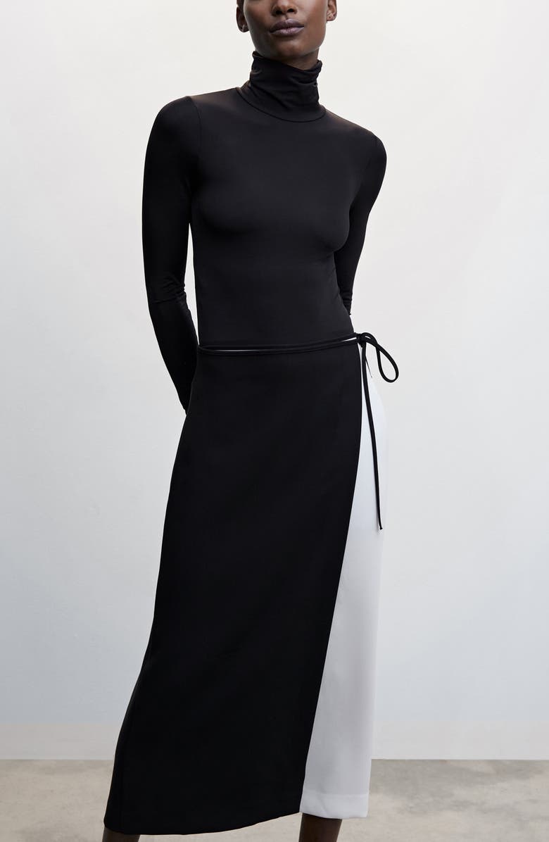 MANGO Side Tie Two-Tone Skirt, Alternate, color, 