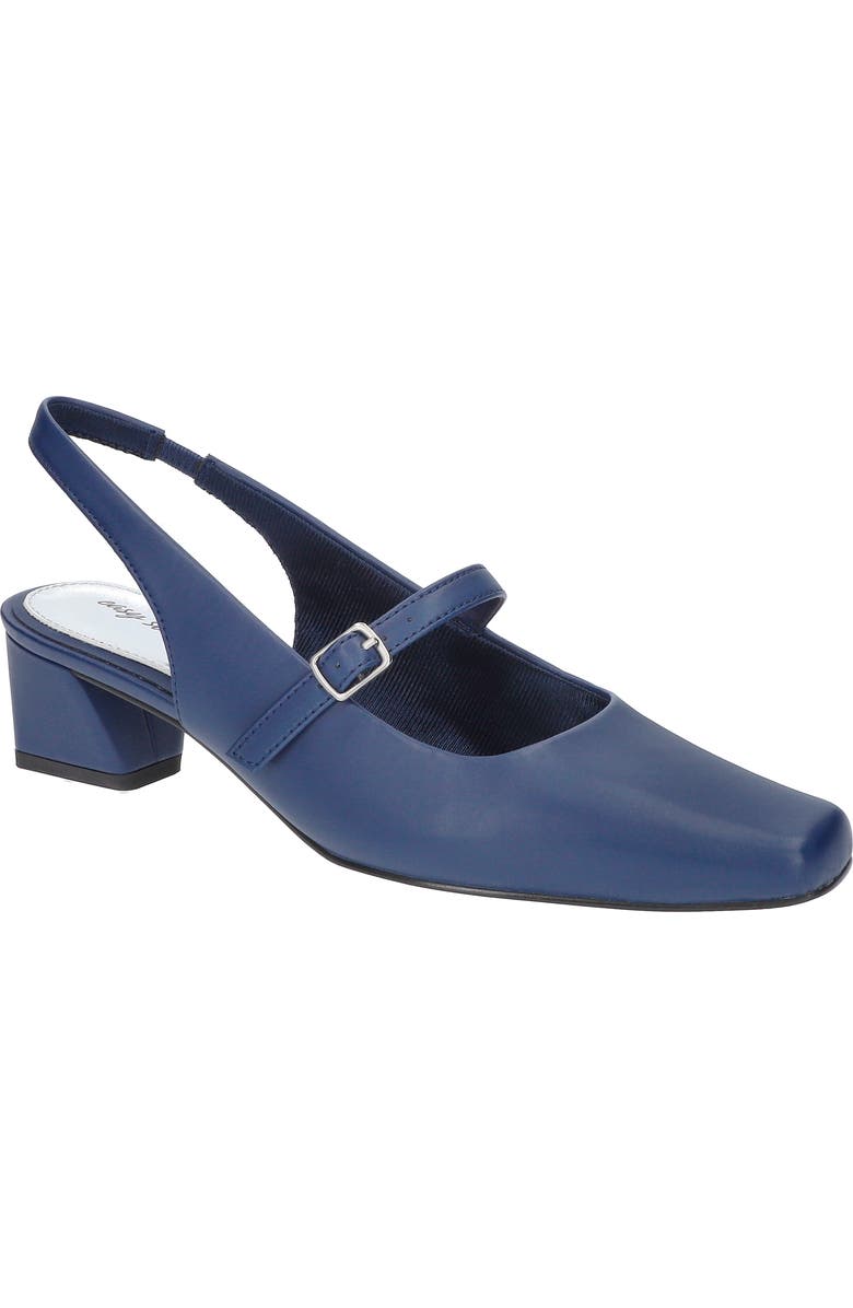 EASY STREET Cameo Slingback Mary Jane Pump, Main, color, Navy Satin