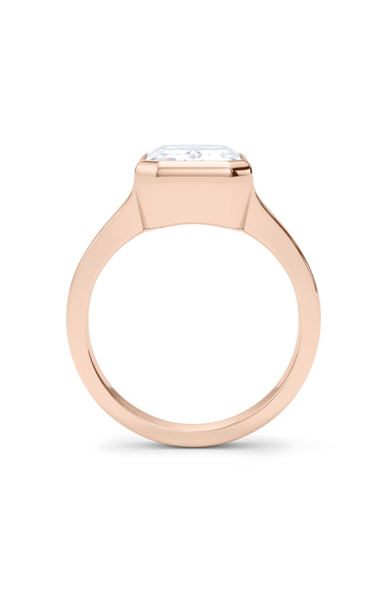 HauteCarat Emerald Cut Cigar Lab Created Diamond Ring, Alternate, color, 2.00Ctw 18K Rose Gold