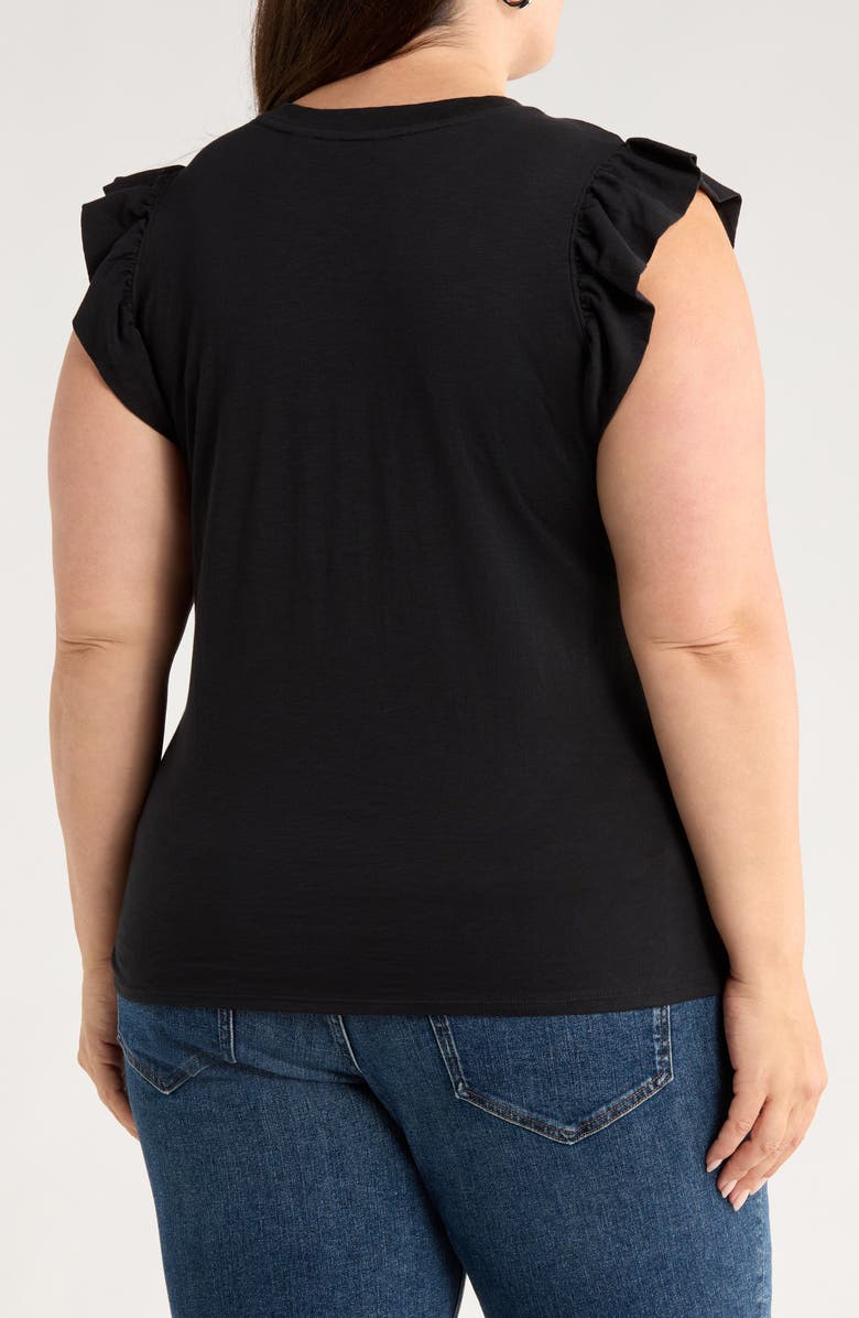 Caslon<sup>®</sup> Ruffle Sleeve Top, Alternate, color, Black