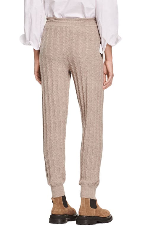 Sandro Mathias Slim-fit Cable-knit Wool Jogging Bottoms In Brown