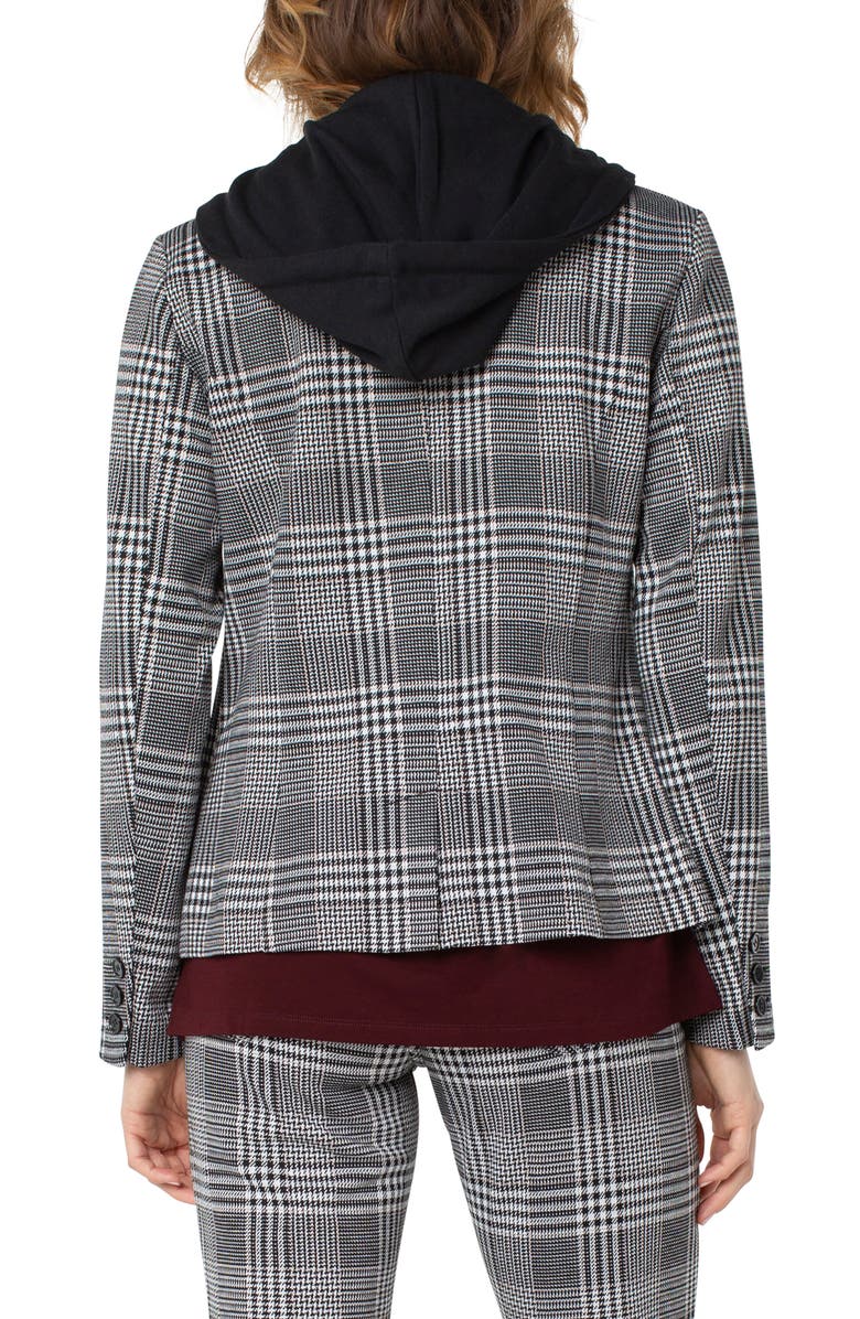 Liverpool Los Angeles Check Boyfriend Blazer with Removable Hoodie Insert, Alternate, color, 