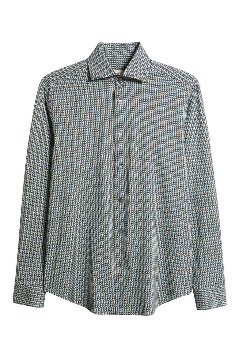 Devon OoohCotton® Floral Print Long Sleeve Button-Up Shirt, Alternate, color, KHAKI