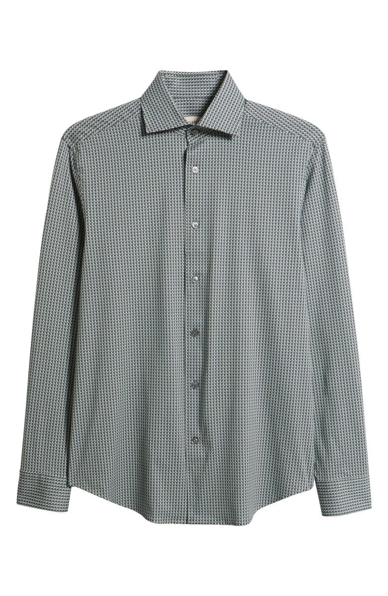Bugatchi Devon OoohCotton<sup>®</sup> Floral Print Long Sleeve Button-Up Shirt, Main, color, Khaki