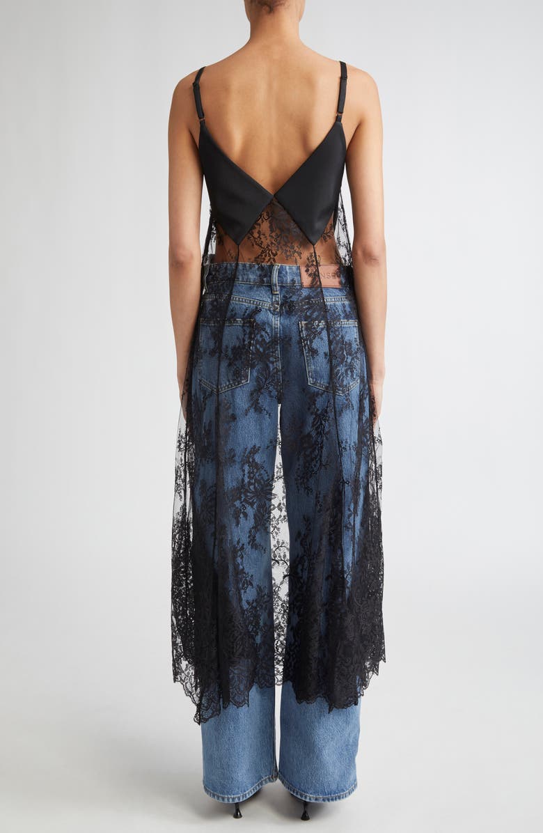 MONSE Sheer Satin & Lace Midi Dress, Alternate, color, 